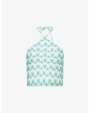Missoni Halter-Neck Chevron Knitted Top - Blue