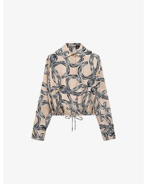 Loewe X Paula's Ibiza Anagram-Print Drawstring-Hem Silk Shirt - White