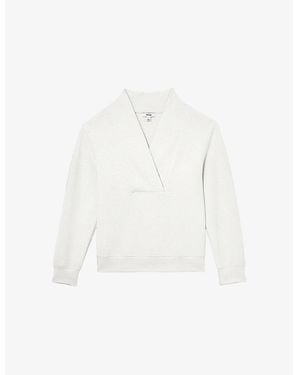 Reiss Annabel Shawl-Neck Long-Sleeve Jersey Top - White