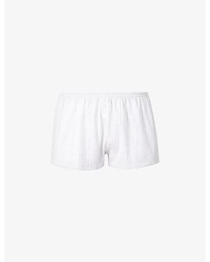 Cou Cou Intimates Pointelle High-Rise Cotton Shorts - White