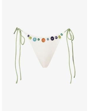 Jaded London Mavie Button Low-Rise Bikini Bottoms - White