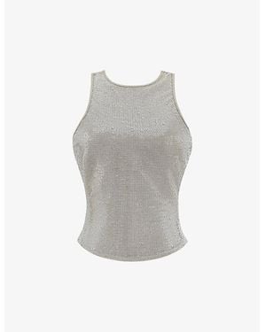 Mistress Rocks Sequin Open-Back Woven Top - Gray