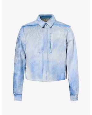 Rick Owens Alice Boxy Leather Jacket - Blue