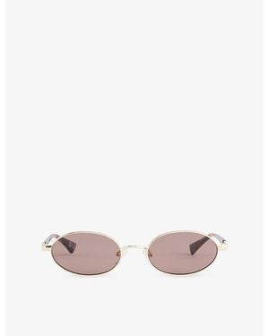 Le Specs Icicle Oval-Frame Metal Sunglasses - Pink