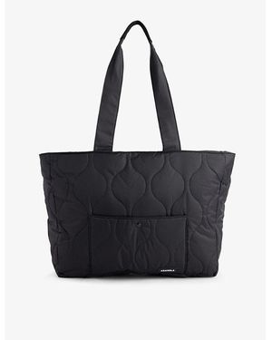 ADANOLA Quilted Logo-print Recycled-nylon Tote Bag - Black