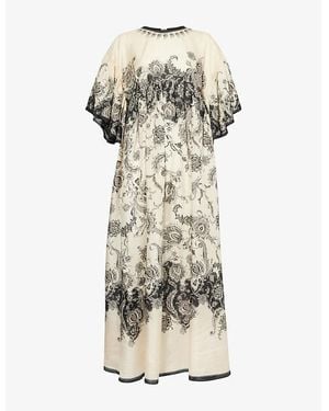 Zimmermann Rhiannon Floral Silk Maxi Dress - Natural