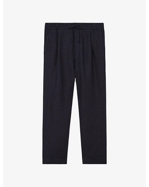 Reiss Barges Drawstring-Waist Linen Trousers - Blue
