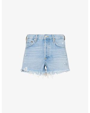 Agolde Parker Distressed Denim Shorts - Black