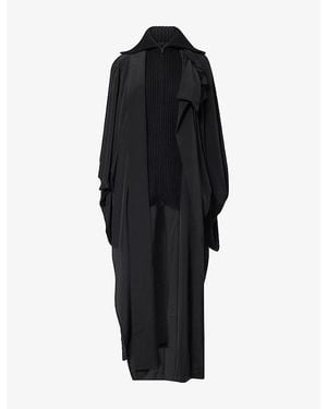 Yohji Yamamoto Knit Combo Kimono Coat - Black