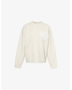 The Couture Club Monogram Emblem Round-Neck Knitted Jumper - White