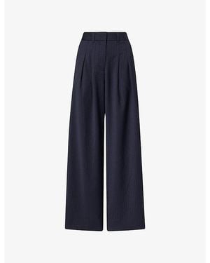 ME+EM Pinstripe Perfect Pleat Front Pant - Blue