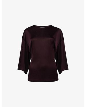 eem Fitted-Waist Satin Top - Black