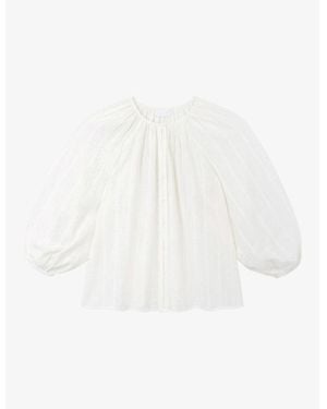 The White Company Textured-Stripe Relaxed-Fit Cotton And Linen-Blend Blouse - White