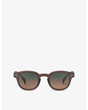 Izipizi #C Sun Station Round-Frame Acetate Sunglasses - Brown