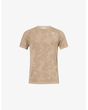 GYMSHARK Geo Seamless Short-Sleeves Woven T-Shirt - Natural