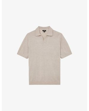 Reiss Duchie Short-Sleeved Wool Polo Shirt - Natural
