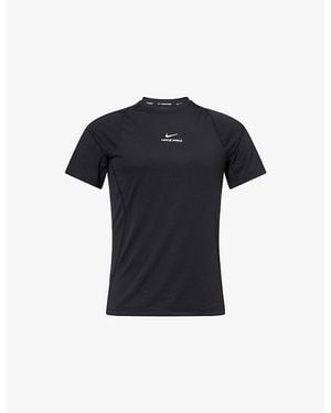 Nike Pro Logo-Print Woven T-Shirt - Blue