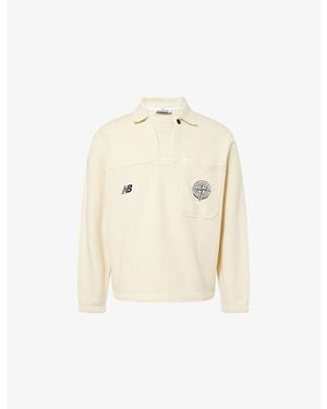 Stone Island X New Balance Drill Logo-Embellished Cotton Polo Sweatshirt - Natural