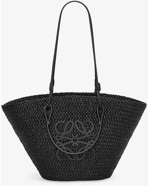 Loewe Medium Woven Anagram Basket Bag - Black