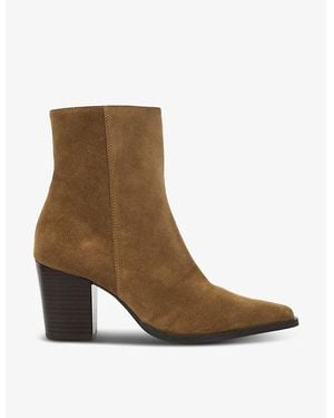 Dune Paxten Pointed-Toe Suede Heeled Ankle Boots - Brown