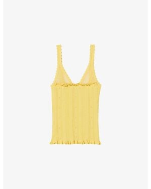 Claudie Pierlot Ruffled Sleeveless Knitted Top - Yellow
