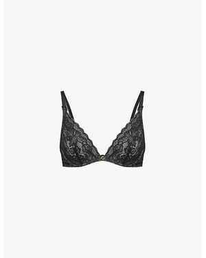 Aubade Rosessence Underwired Stretch-Lace Plunge Bra - Black