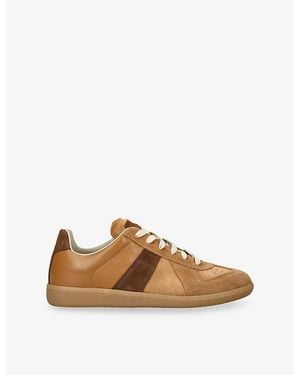 Maison Margiela Replica Leather And Suede Trainers - Brown