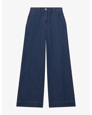 Reiss Olivia Wide-Leg High-Rise Denim-Blend Jeans - Blue