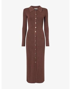 4th & Reckless Taye Button-Up Knitted Midi Dress - Brown