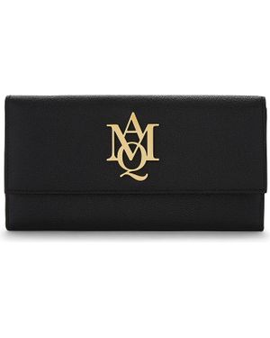 McQueen Amq Insignia Grained Leather Continental Wallet - Black