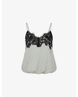 Amy Lynn Sienna Striped Satin Top - Black