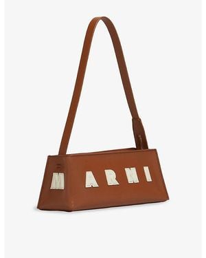 Marni Museo Leather Baguette Shoulder Bag - Brown