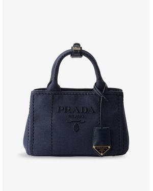 Prada Brand-Plaque Saffiano Leather Shoulder Bag - Blue