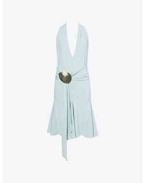 Conner Ives Sash Belt Stretch-Jersey Mini Dress - Blue