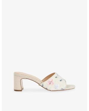 Dune Madira Floral Woven Heeled Mules - White