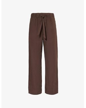 Tekla Straight-Leg Mid-Rise Organic-Cotton Poplin Pyjama Trousers - Brown
