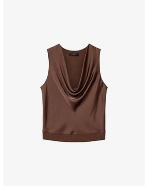 AllSaints Zoey Cowl-Neck Woven And Knitted Top - Brown