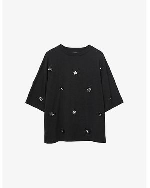 AllSaints Amelie Crystal-Embellished Cotton-Jersey T-Shirt - Black