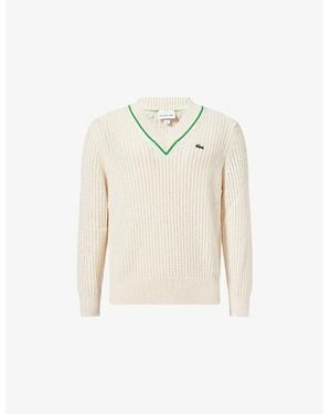 Lacoste Regular-Fit V-Neck Cotton-Blend Jumper - Natural