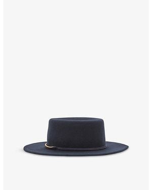 Reiss Lacey Chain-Embellished Felt Fedora - Blue