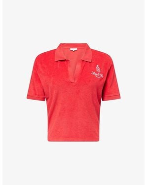 Sporty & Rich Vendome Terry Cotton-Jersey Polo Shirt - Red