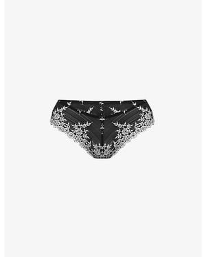 Wacoal Embrace Lace Stretch-Lace Tanga Briefs - Black