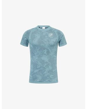 GYMSHARK Geo Seamless Stretch-Woven T-Shirt - Blue