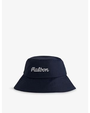 Malbon Brand-Embroidered Woven Bucket Hat - Blue