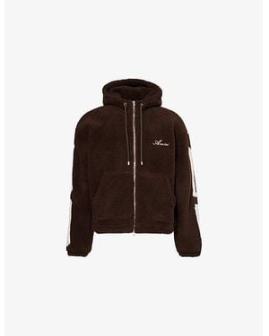 Amiri Bones Logo-Embroidered Fleece Hoody - Brown
