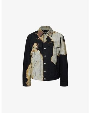 McQueen Graphic-Print Denim Jacket - Black