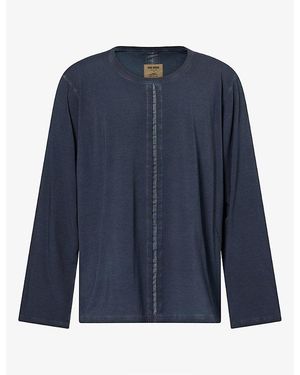 Uma Wang Seam-Detail Long-Sleeved Stretch-Cotton T-Shirt - Blue