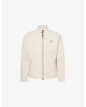 Hackett Logo-Embroidered Regular-Fit Woven Harrington Jacket - Natural