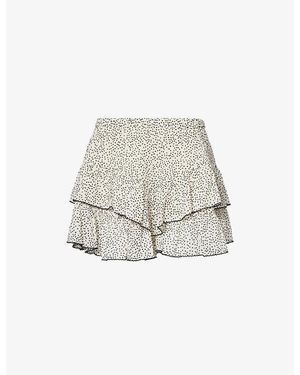 Isabel Marant Jocadia Tiered Graphic-Pattern Cotton Shorts - White