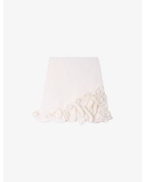 Sandro Flower-Embellished Knitted Mini Skirt - White
